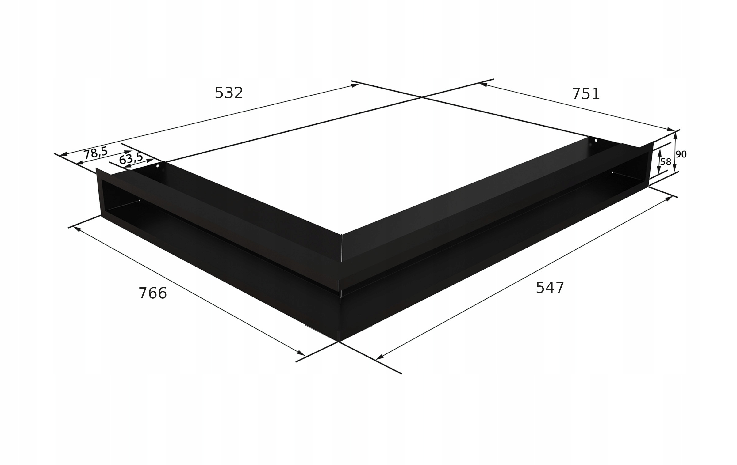 Kratka wentylacyjna luft Kratki Luft lewa 76,6x54,7x9 cm czarna 5 9a8f503b0771cd86d07d015c9217d0a1